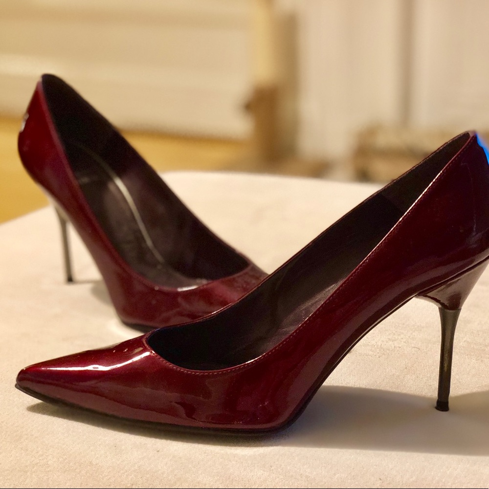 Burgundy high heels